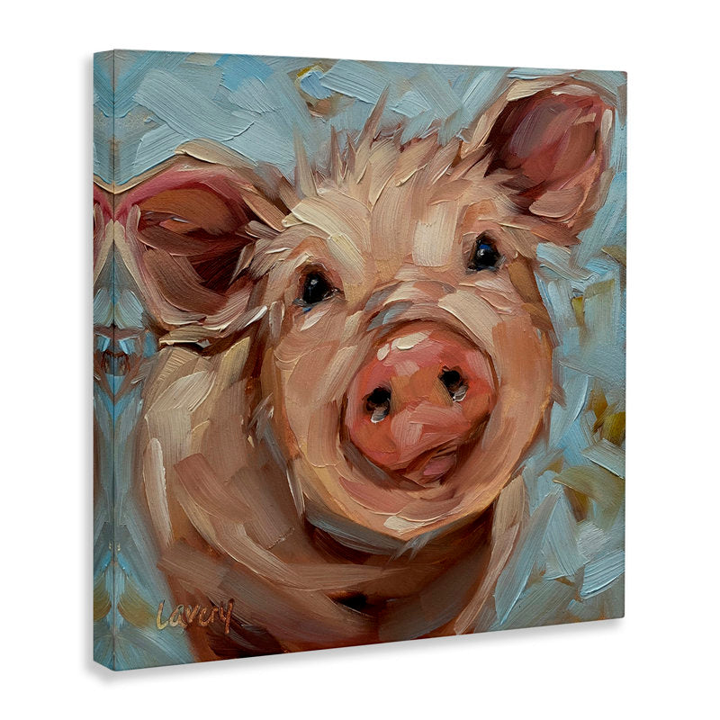 Charming Piglet Oil Painting - Modern Farmhouse Art for Animal Lovers