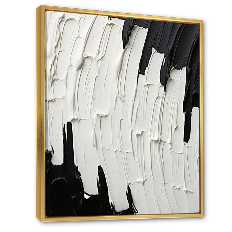 Black and White Abstract Oil Painting for Modern Home Decor