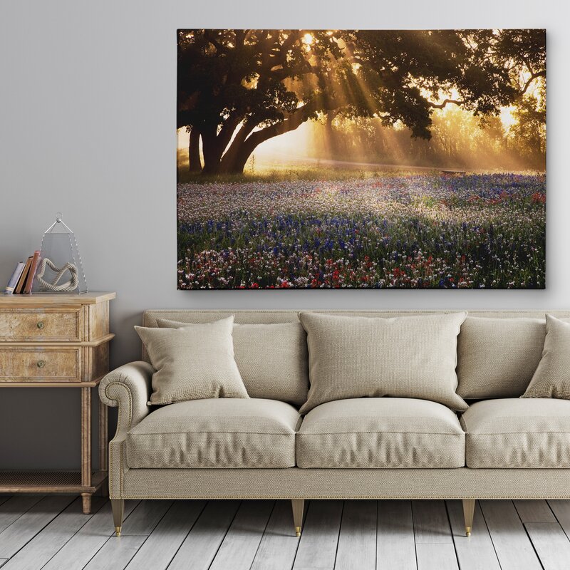 Enchanting Sunrise Over a Colorful Meadow Landscape Oil Painting