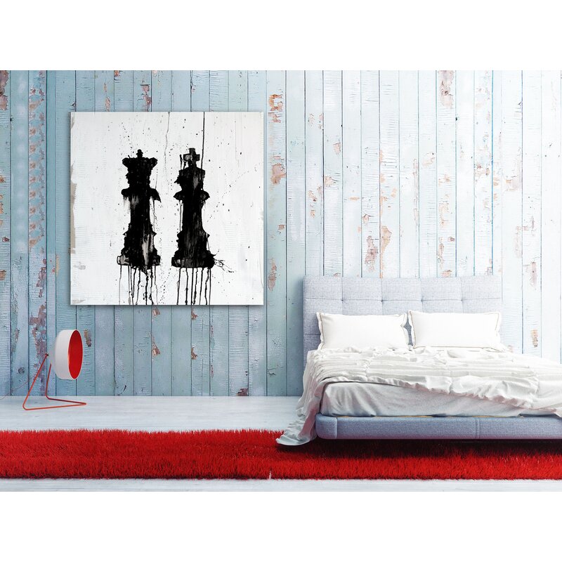 Elegant Black and White Oil Painting of Kings and Queens for Modern Decor