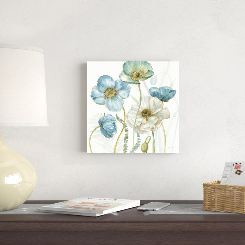 Delicate Blue and White Floral Oil Painting