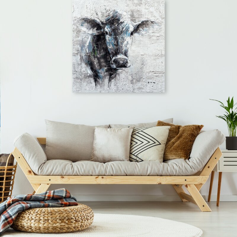 Elegant Cow Portrait Oil Painting for Modern Home Decor