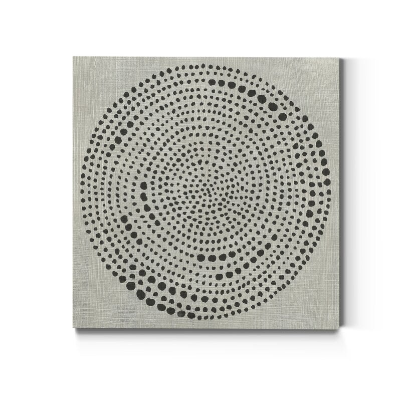 Abstract Circle Patterns in Black and Gray Oil Painting for Modern Home Decor