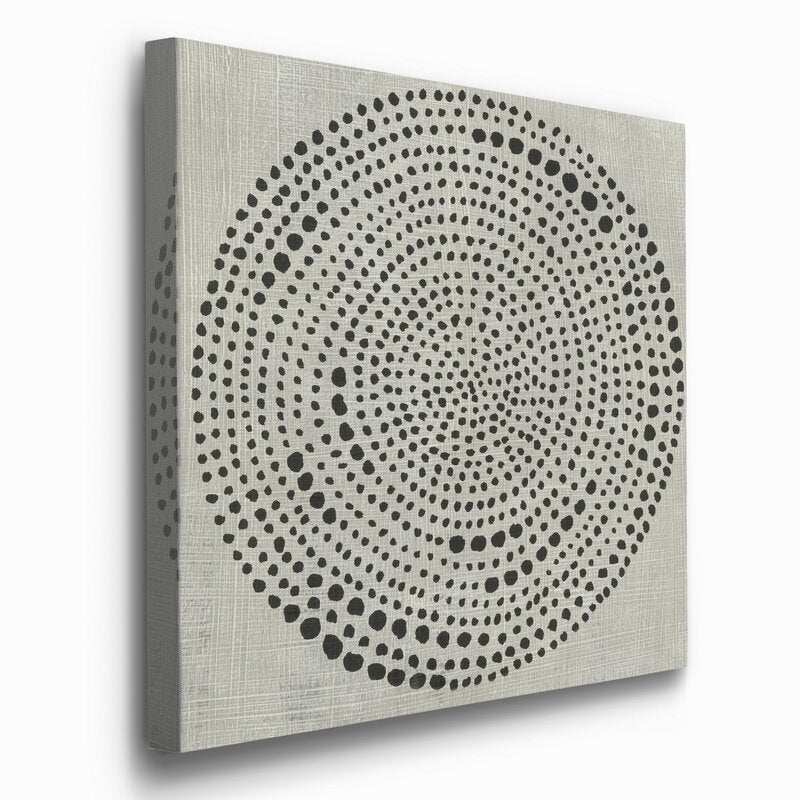 Abstract Circle Patterns in Black and Gray Oil Painting for Modern Home Decor