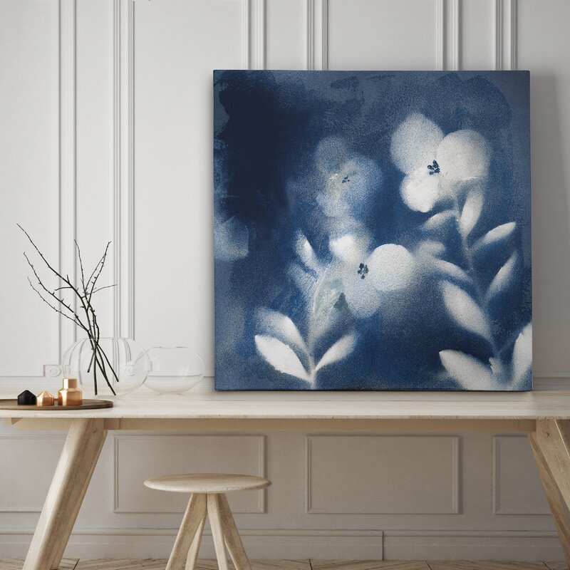 Elegant Blue Floral Abstract Oil Painting for Modern Home Decor