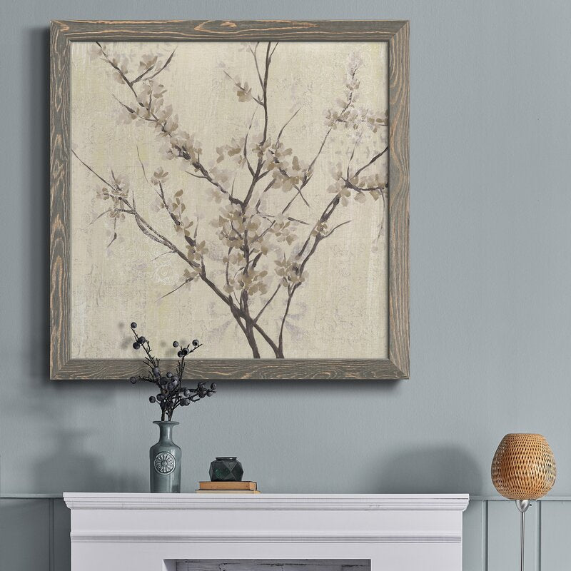 Elegant Neutral Blossoms on Cream Background - Modern Floral Oil Painting Decor
