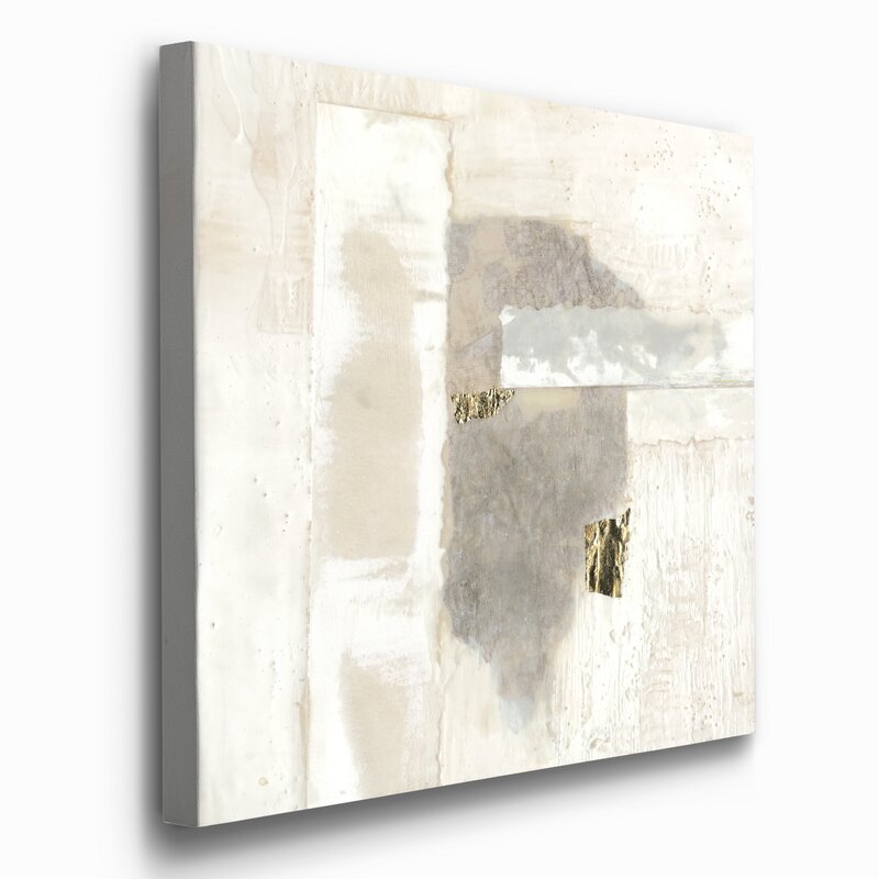 Elegant Abstract Oil Painting in Neutral Gold and Silver Tones for Modern Decor