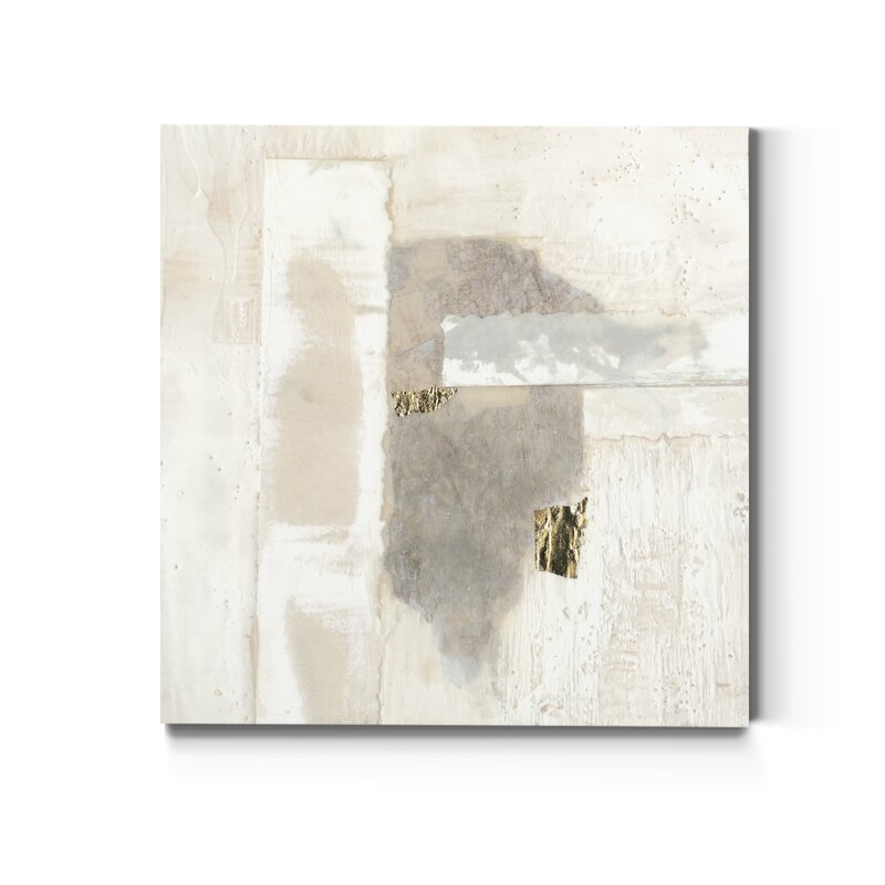 Elegant Abstract Oil Painting in Neutral Gold and Silver Tones for Modern Decor