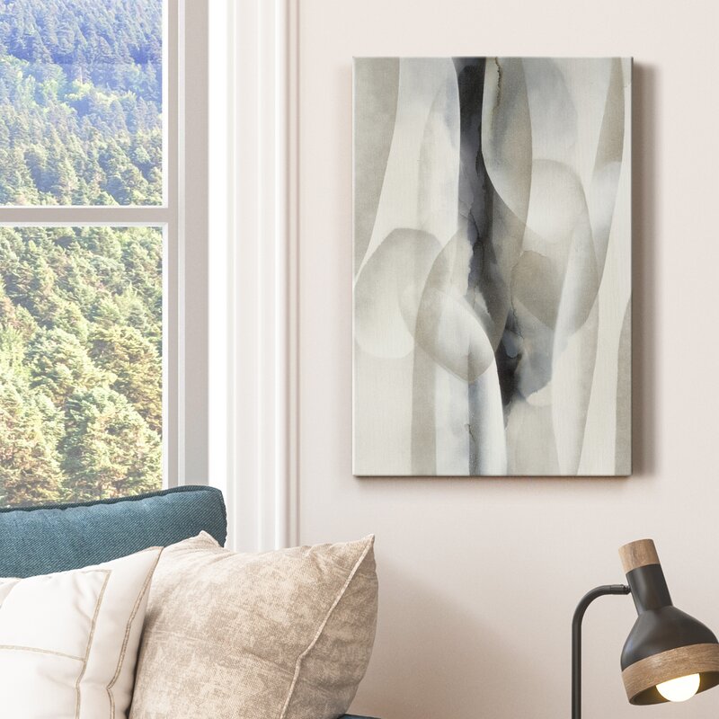 Abstract Night Drive Oil Painting in Soft Monochrome Tones for Modern Home Decor