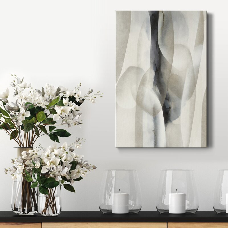 Abstract Night Drive Oil Painting in Soft Monochrome Tones for Modern Home Decor