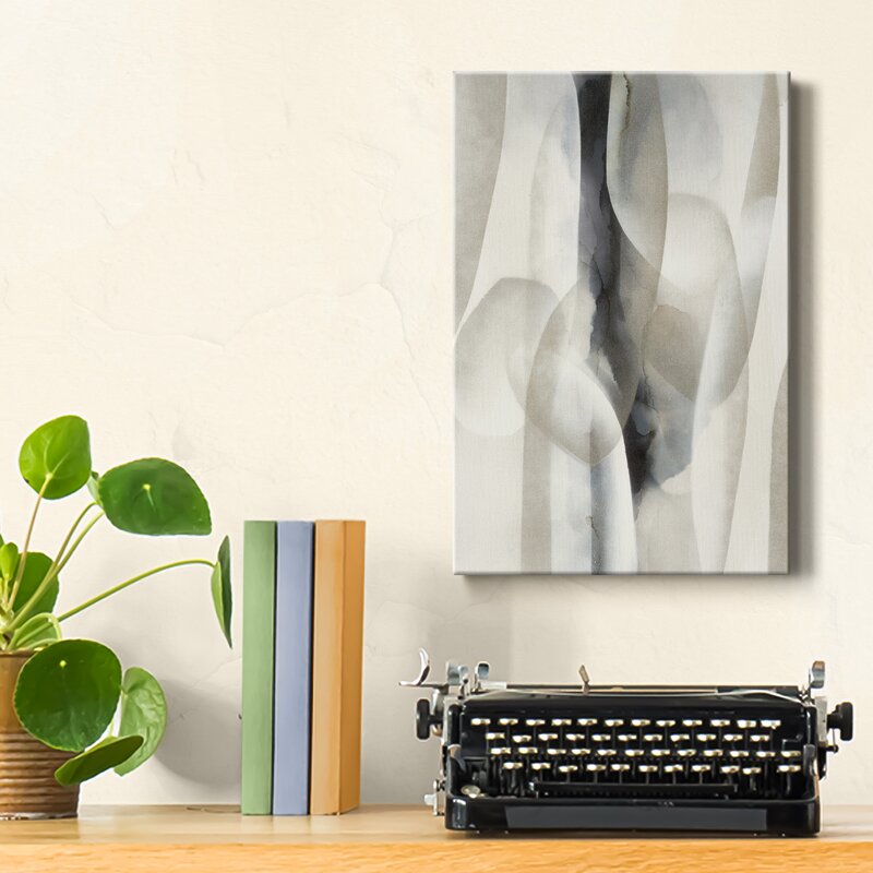 Abstract Night Drive Oil Painting in Soft Monochrome Tones for Modern Home Decor