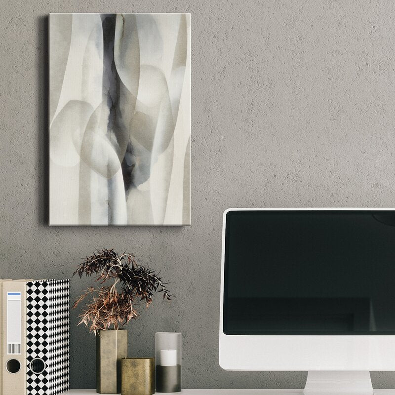 Abstract Night Drive Oil Painting in Soft Monochrome Tones for Modern Home Decor