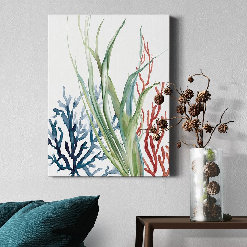 Serene Ocean Garden Abstract Oil Painting for Coastal Home Decor