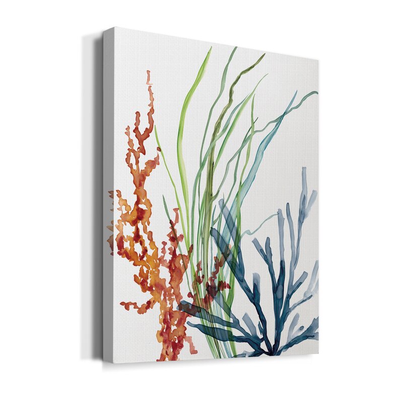 Serene Ocean Garden Abstract Oil Painting for Coastal Decor