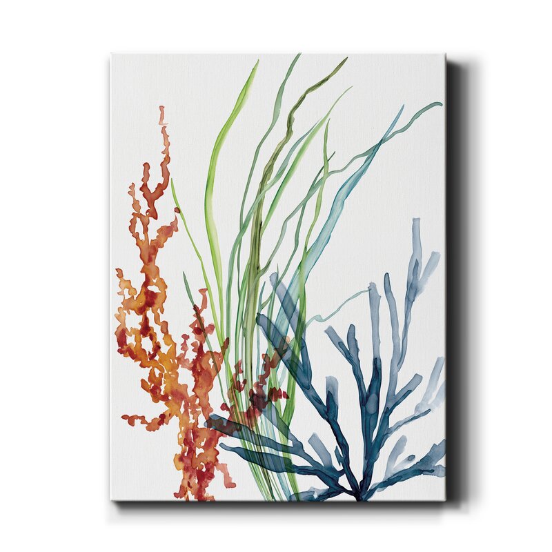 Serene Ocean Garden Abstract Oil Painting for Coastal Decor