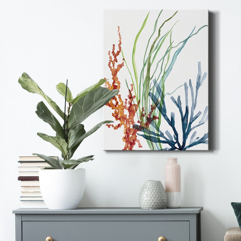 Serene Ocean Garden Abstract Oil Painting for Coastal Decor