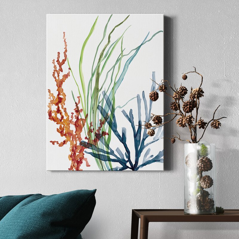 Serene Ocean Garden Abstract Oil Painting for Coastal Decor