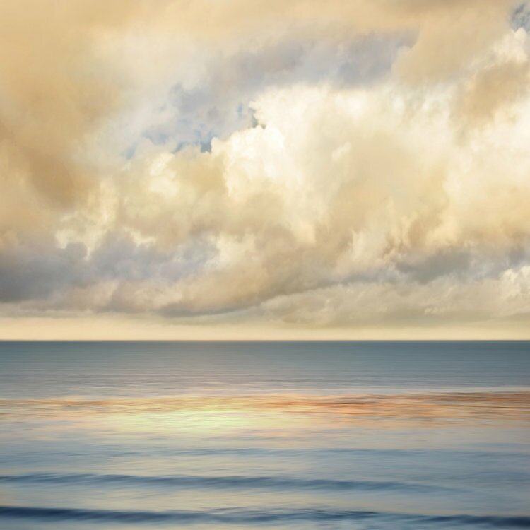 Tranquil Ocean Sunrise Oil Painting for Bright Coastal Home Décor
