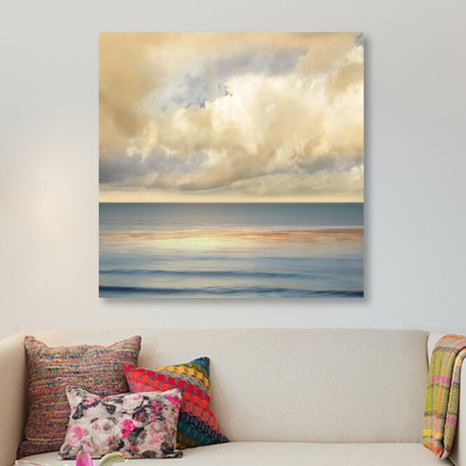 Tranquil Ocean Sunrise Oil Painting for Bright Coastal Home Décor