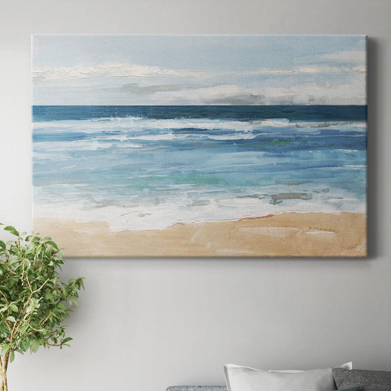 Serene Ocean Waves Oil Painting for Coastal Home Decor