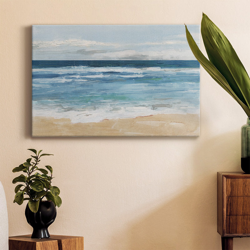 Serene Ocean Waves Oil Painting for Coastal Home Decor