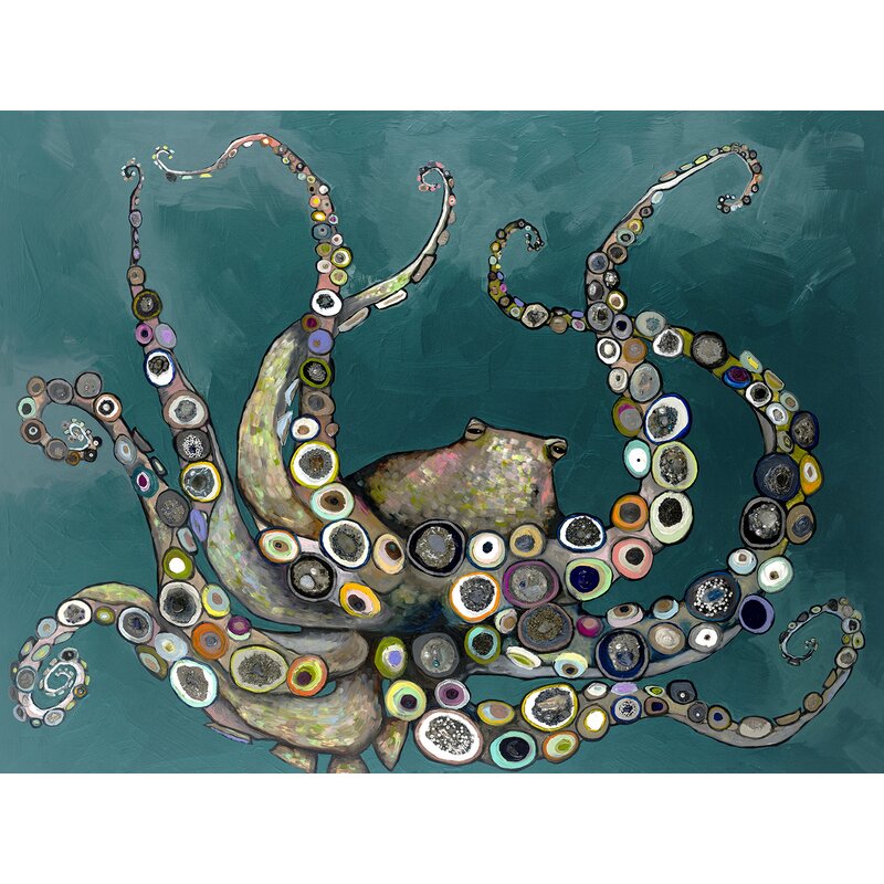 Vibrant Octopus Art in Teal - Modern Oil Painting for Ocean Lovers