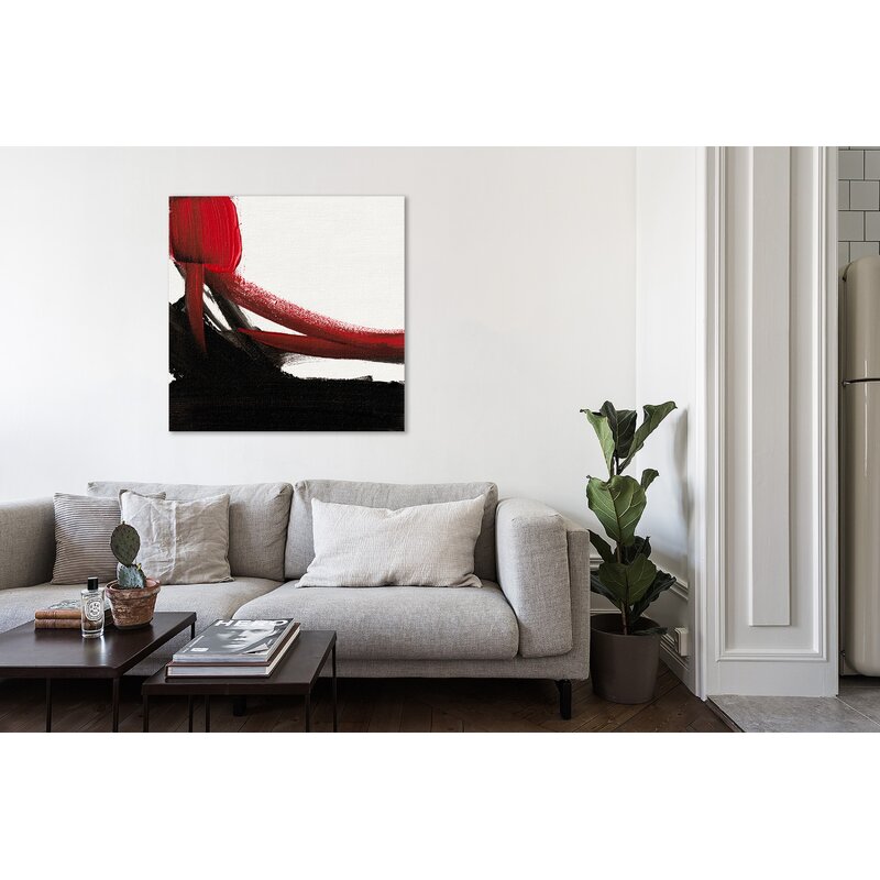 Abstract Oil Painting in Red and Black