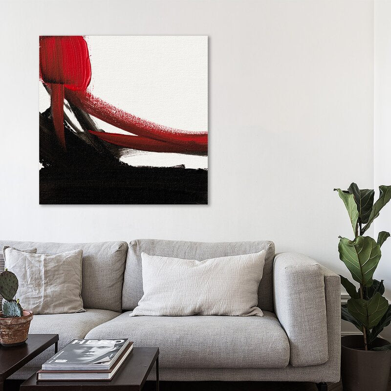 Abstract Oil Painting in Red and Black