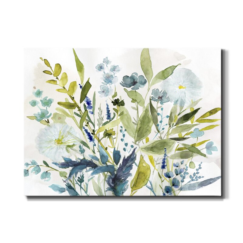 Serene Olive Green Floral Canvas Painting for Tranquil Home Decor
