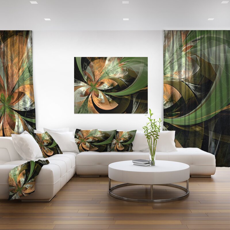 Vibrant Orange and Green Fractal Flower Oil Painting for Modern Art Decor