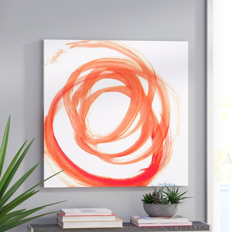 Vibrant Orange Swirl Abstract Oil Painting