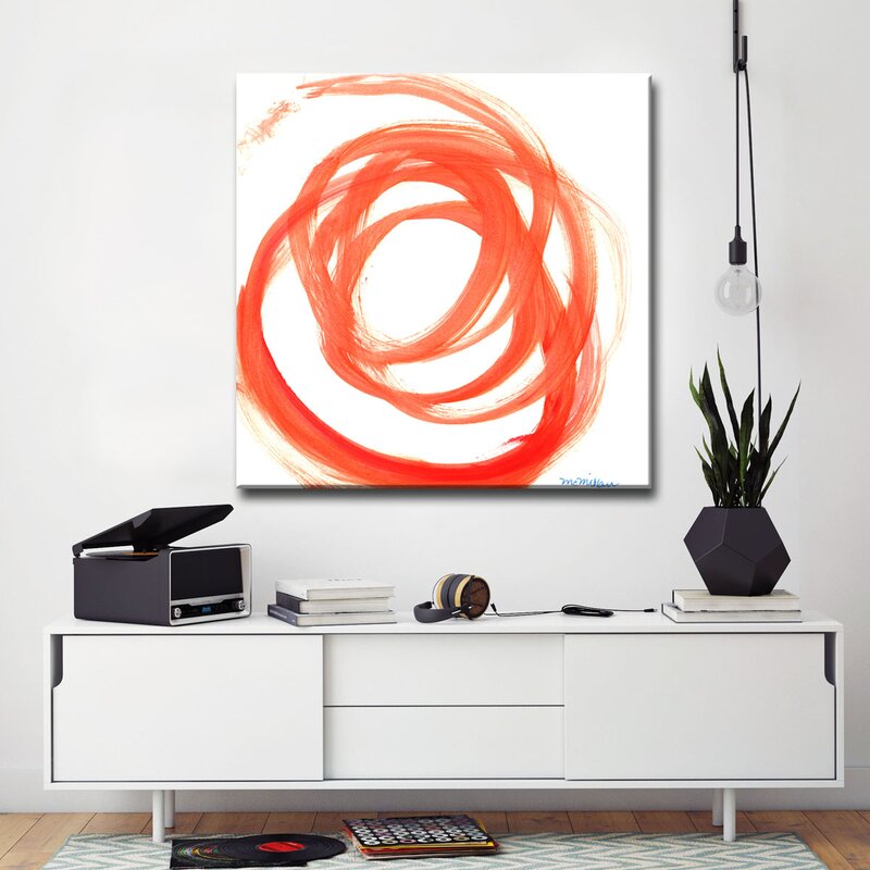 Vibrant Orange Swirl Abstract Oil Painting