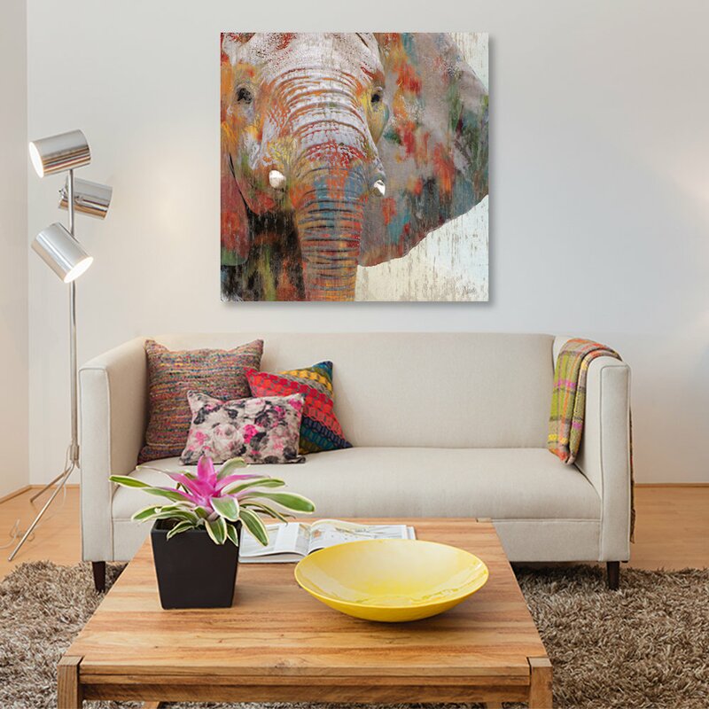 Vibrant Abstract Elephant Oil Painting for Contemporary Home Decor
