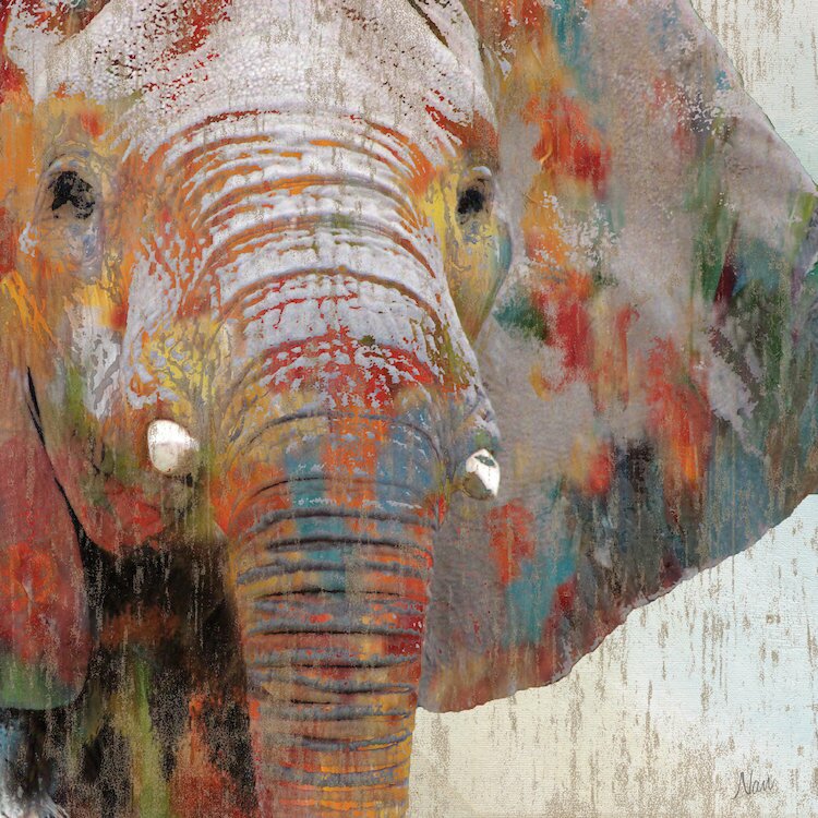 Vibrant Abstract Elephant Oil Painting for Contemporary Home Decor