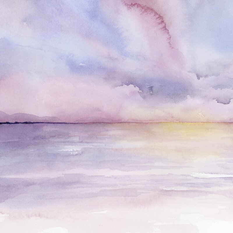 Serene Coastal Sunset Oil Painting