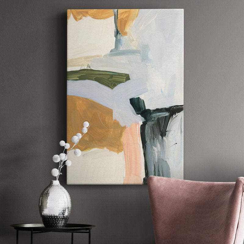 Abstract Oil Painting with Soft Palette and Bold Brushstrokes for Modern Decor