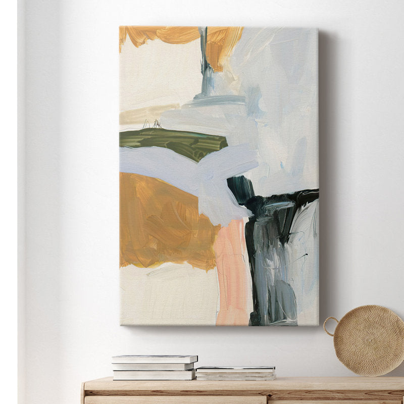 Abstract Oil Painting with Soft Palette and Bold Brushstrokes for Modern Decor