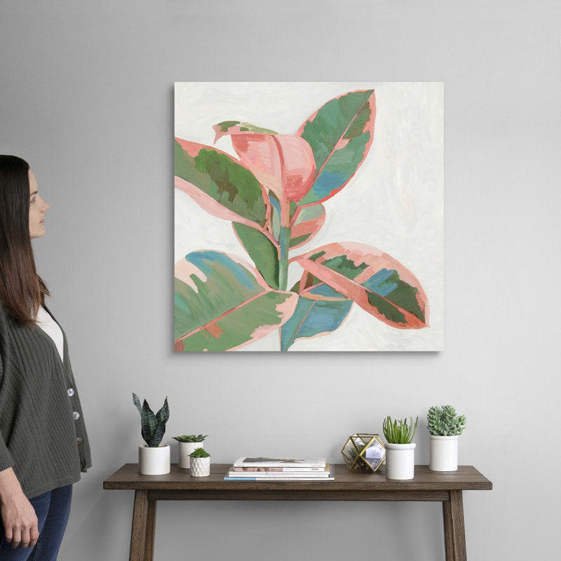 Vibrant Pink Ficus Art Print - Modern Oil Painting for Home Decor