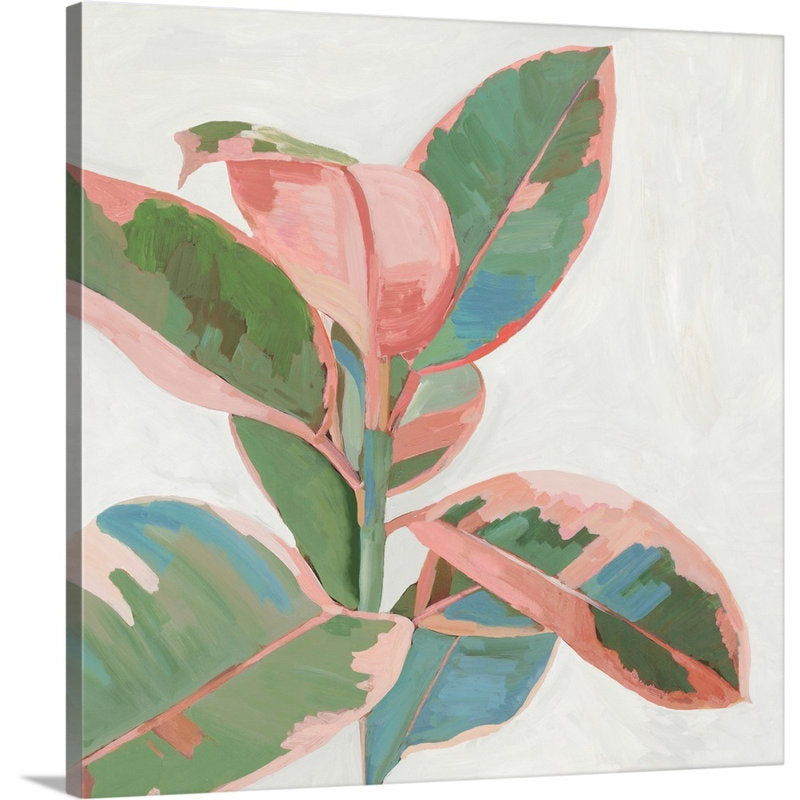 Vibrant Pink Ficus Art Print - Modern Oil Painting for Home Decor