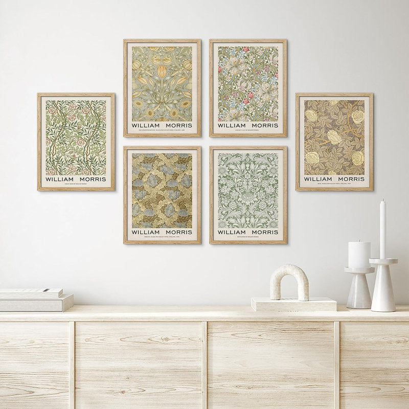 William Morris Botanical Floral Oil Painting Set for Elegant Home Decor