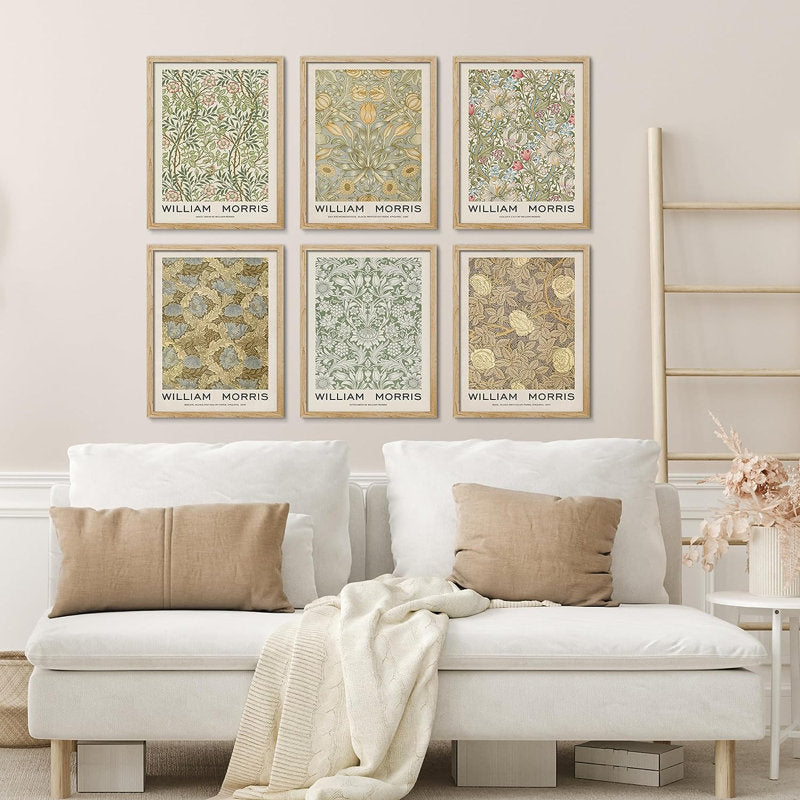 William Morris Botanical Floral Oil Painting Set for Elegant Home Decor