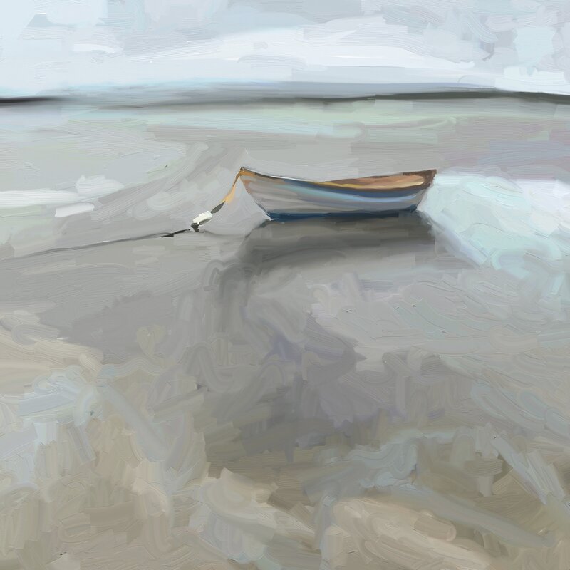 Coastal Serenity: Tranquil Provincetown Boat Oil Painting