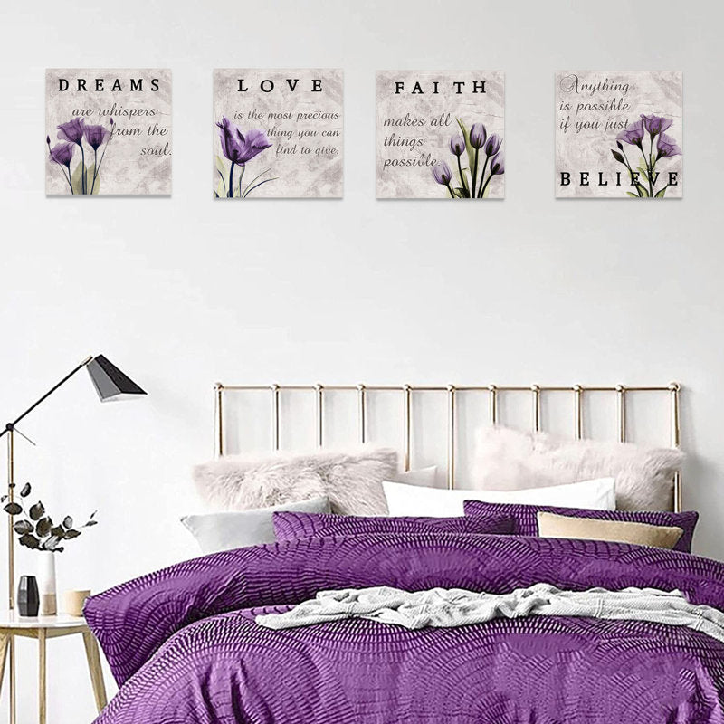 Stunning Purple Tulip Wall Art Set for Elegant Bathroom Decor