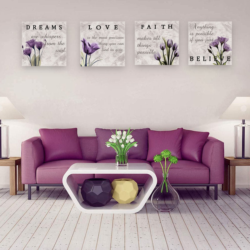 Stunning Purple Tulip Wall Art Set for Elegant Bathroom Decor