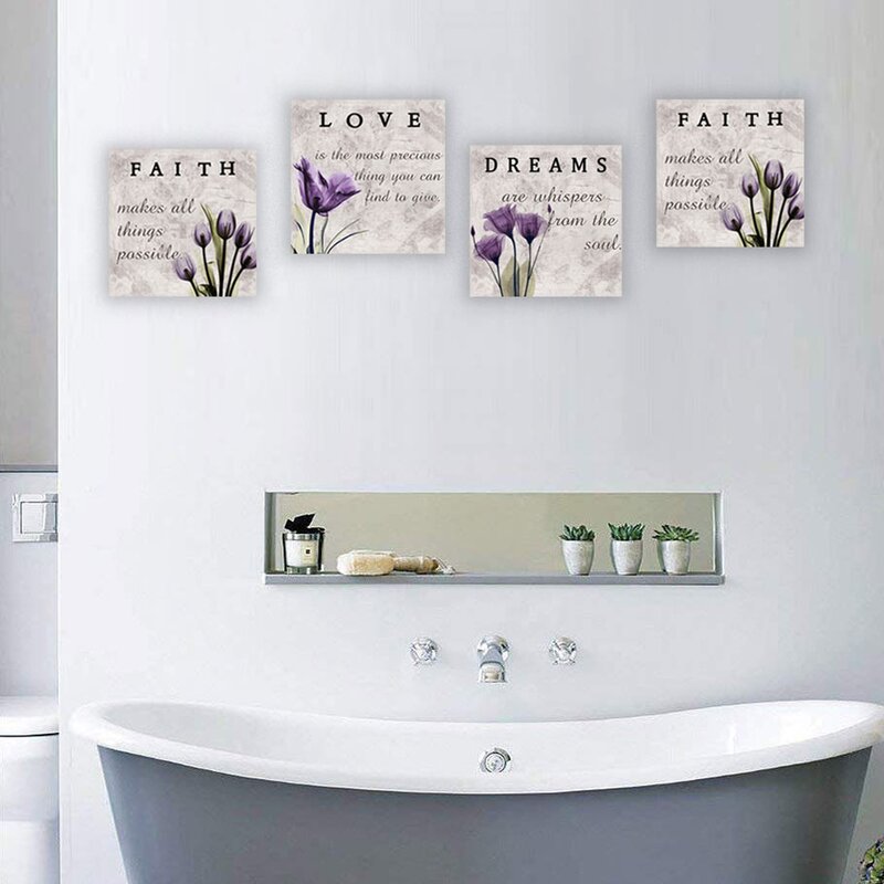 Stunning Purple Tulip Wall Art Set for Elegant Bathroom Decor