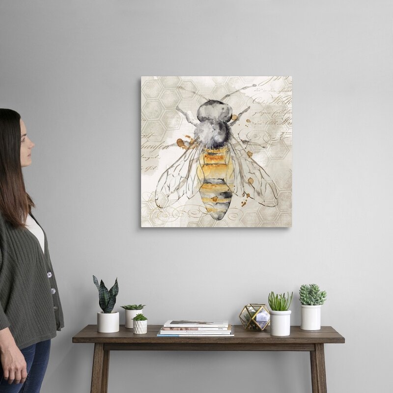 Elegant Bee Art Print with Honeycomb Design