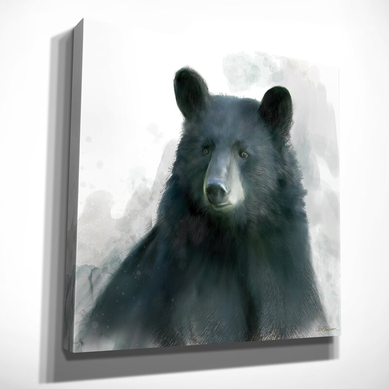 Majestic Black Bear in Tranquil Watercolor Style Oil Painting Decor