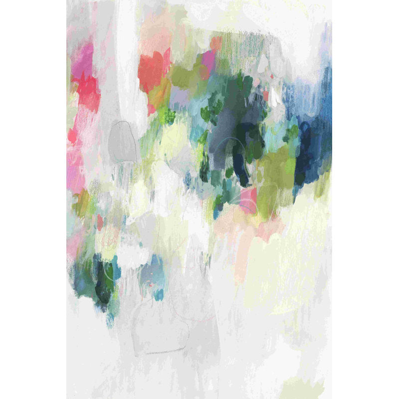 Vibrant Raspberry and Teal Abstract Oil Painting