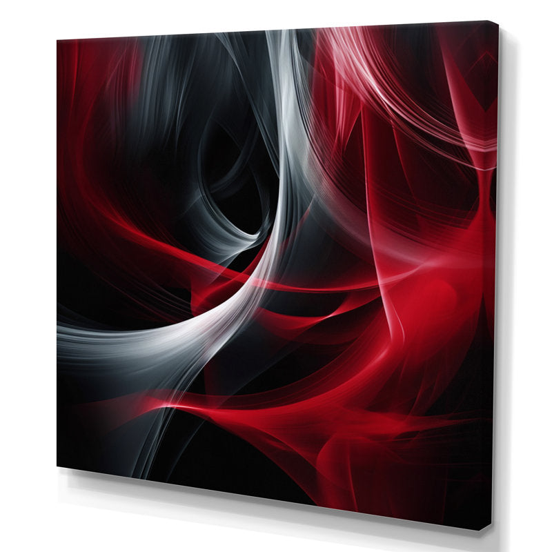 Dynamic Red and Black Abstract Oil Painting for Modern Decor
