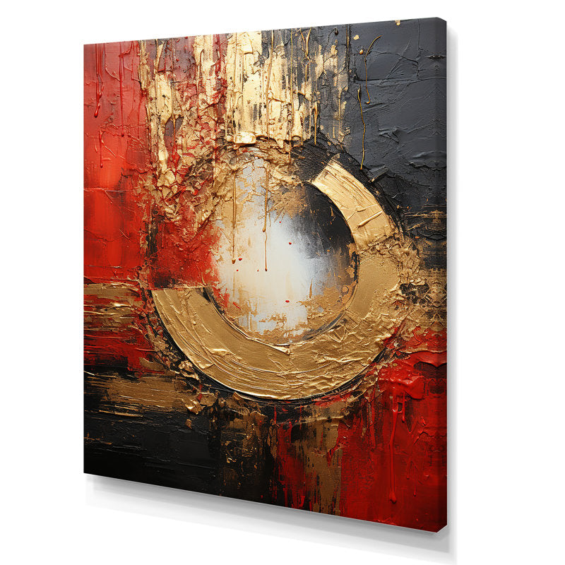 Elegant Red and Gold Abstract Spiral Art for Modern Home Décor